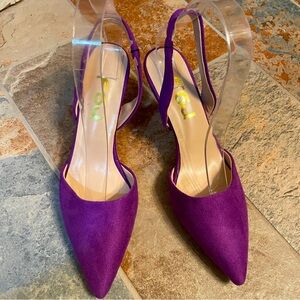 👠NWOB!! FSJ Soft Pointed Toe Sling Back Deep Purple Classy Pumps!